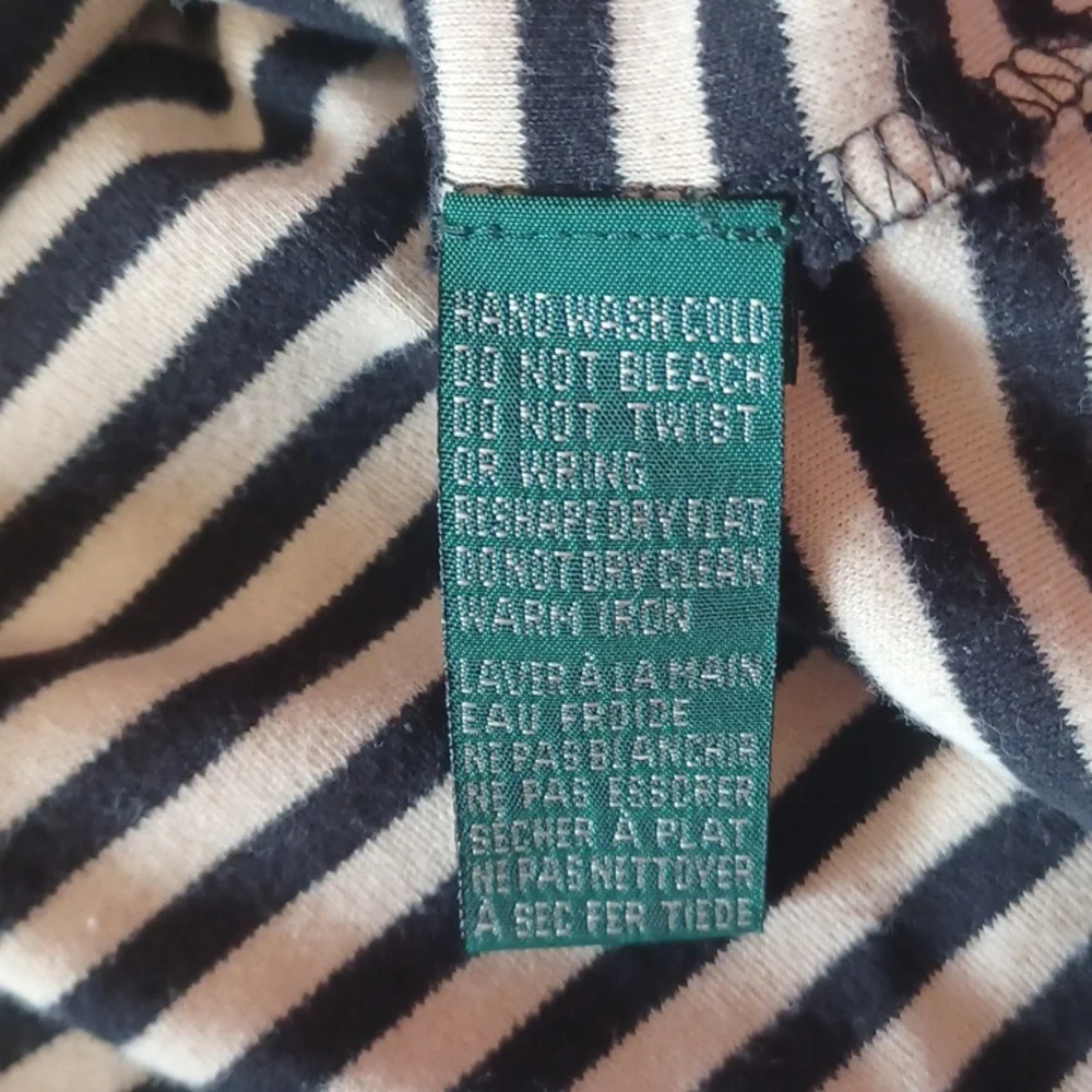 Lauren Ralph Lauren Striped Turtleneck, Embroidered Crest Size P/P Vintage - Picture 10 of 11